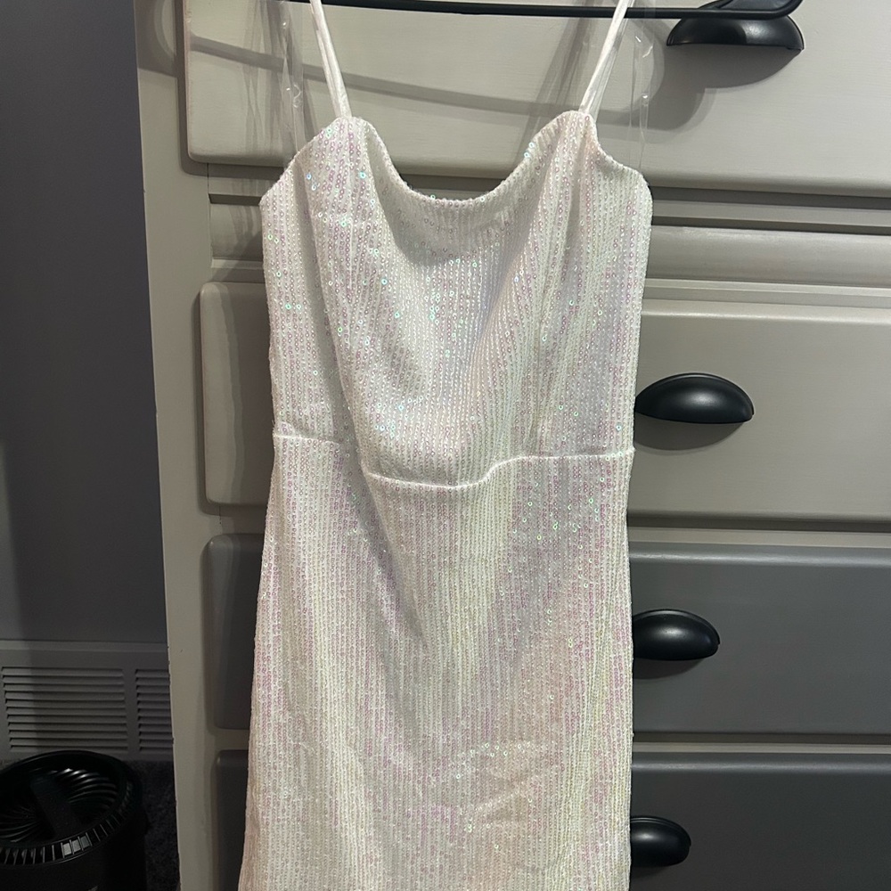 Elegant White Glitter Dress